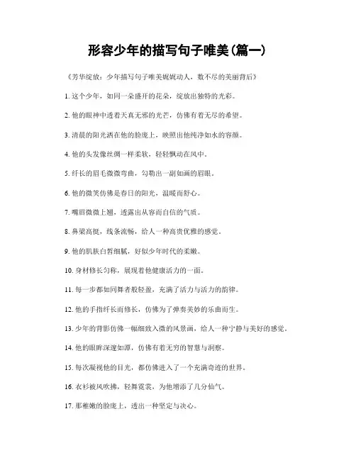 形容少年的描写句子唯美(精选两篇)