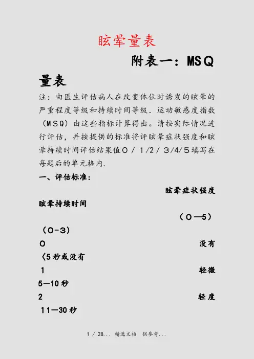 眩晕量表(干货)