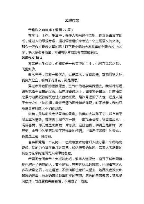 苦趣作文800字（通用27篇）