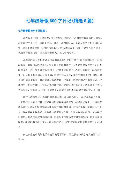 七年级暑假500字日记(精选6篇)