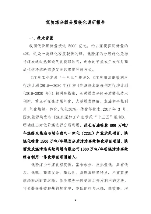 低阶煤分级分质转化调研报告2020506
