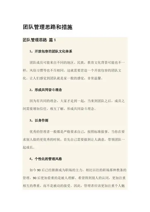 团队管理思路和措施