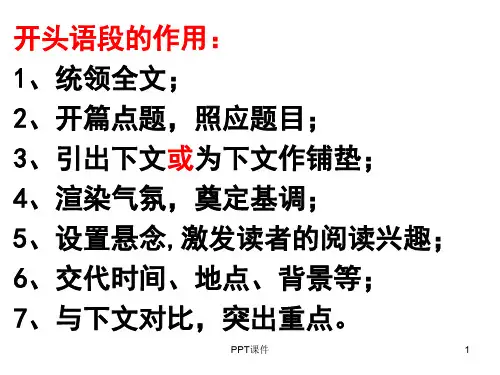 文学文本开头、结尾、中间、段落、字词、句子、修辞作用大总结  ppt课件