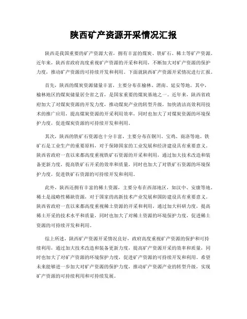 陕西矿产资源开采情况汇报