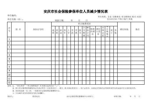 社保人员增减表