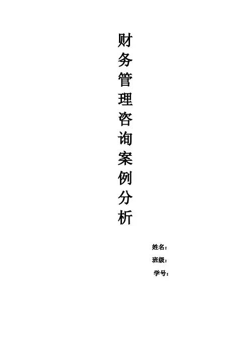 财务管理咨询案例分析