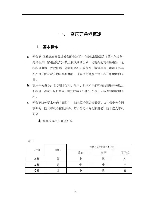 西门子 6300A 系列高压开关柜 运行维护手册说明书