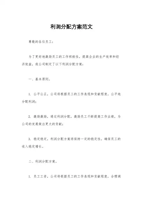 利润分配方案范文