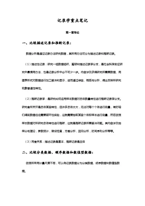 2021年统计学贾俊平考研知识点总结