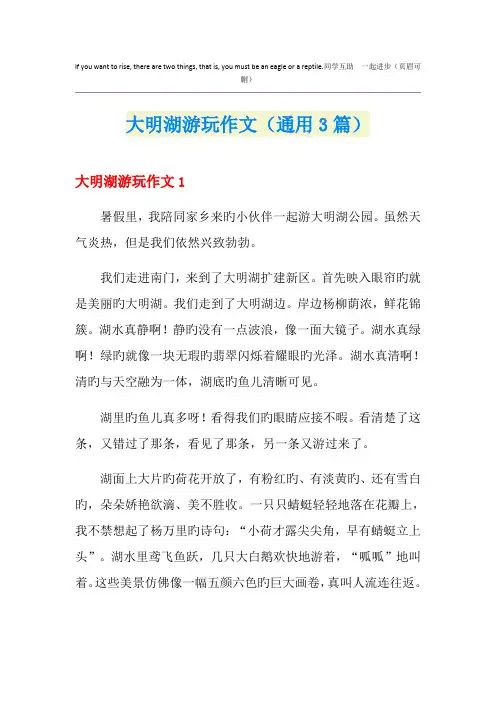 大明湖游玩作文(通用3篇)