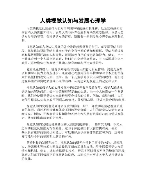 人类视觉认知与发展心理学