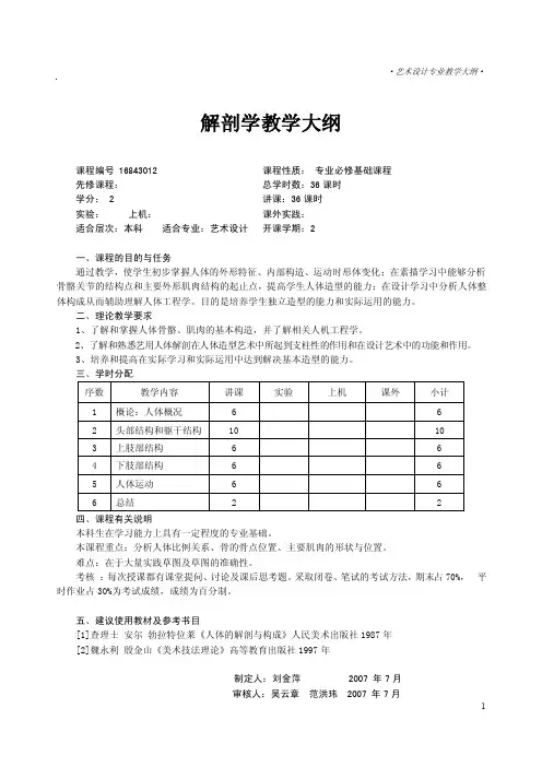 艺术设计教学大纲模板