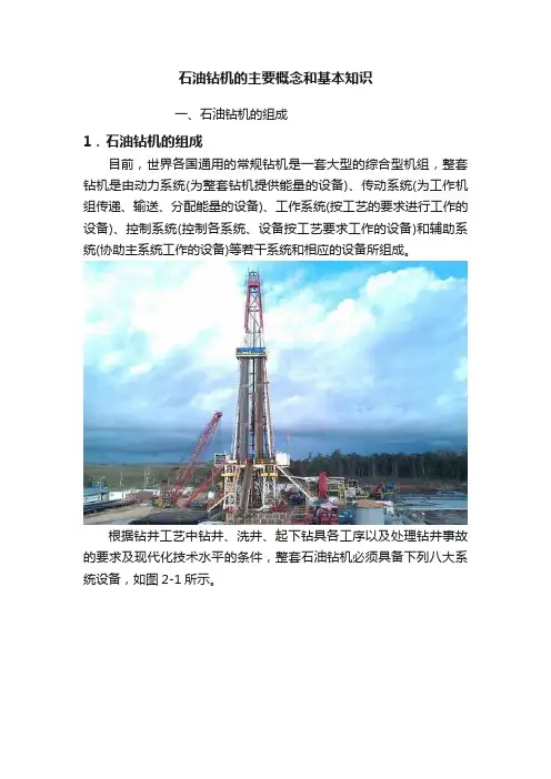 石油钻机的主要概念和基本知识