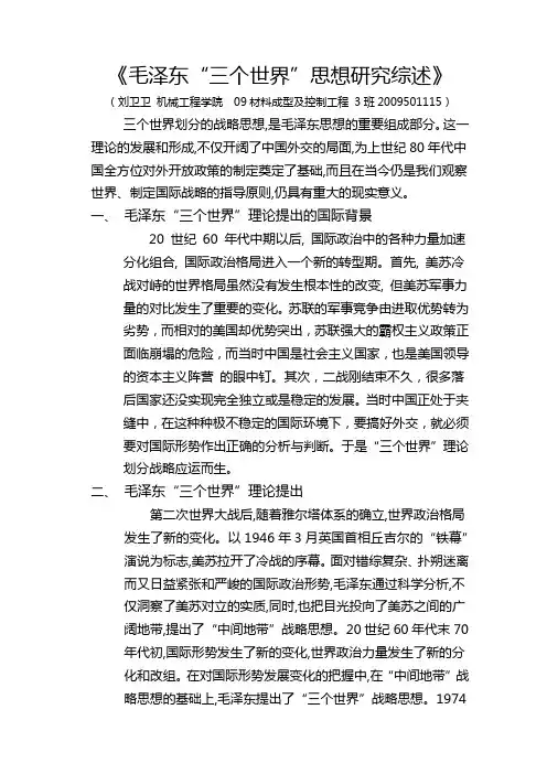 大学毛概论文       研究综述