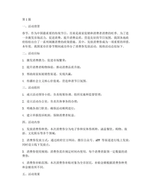 春节消费券活动总结范文(3篇)