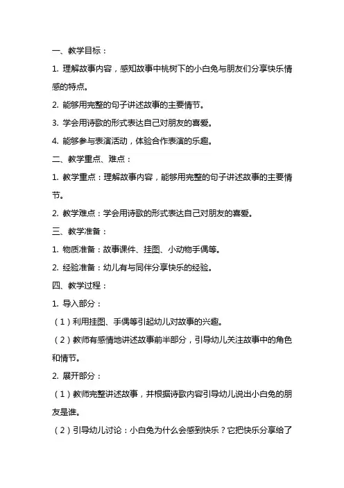 大班语言教案：桃树下的小白兔