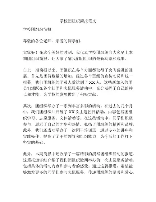 学校团组织简报范文