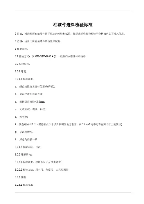 油漆件进料检验标准