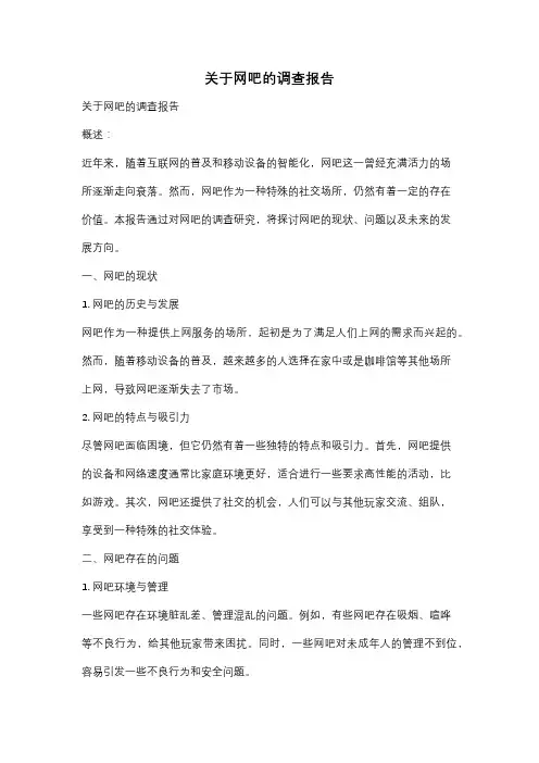 关于网吧的调查报告