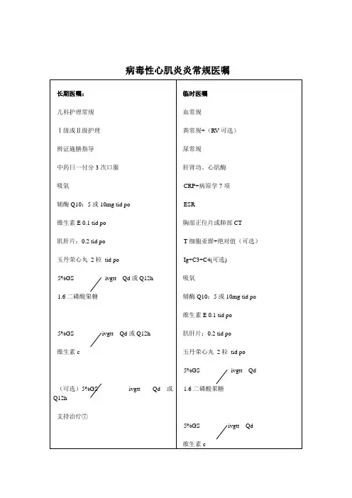 心肌炎医嘱