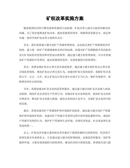 矿权改革实施方案