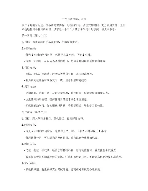 三个月法考学习计划