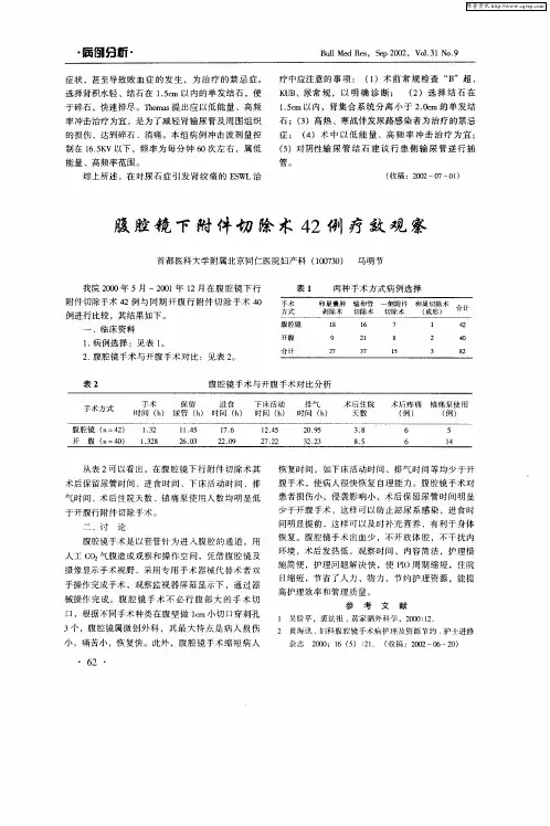 腹腔镜下附件切除术42例疗效观察