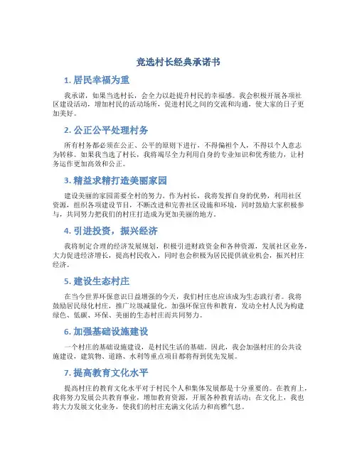 竞选村长经典承诺书