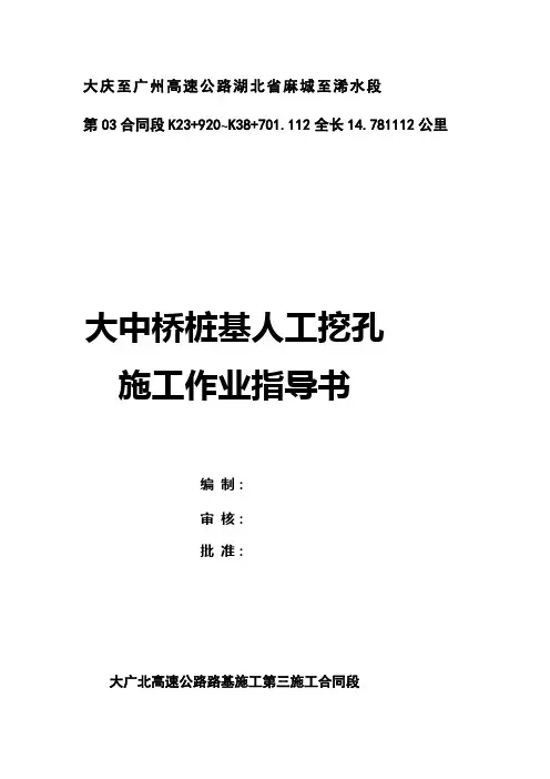大桥桩基人工挖孔施工作业指导书精品教案