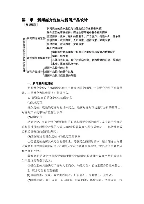 新闻编辑学第二章新闻媒介定位与新闻产品设计知识点