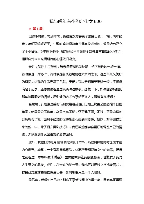 我与明年有个约定作文600