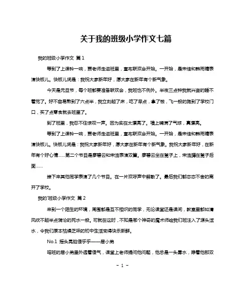 关于我的班级小学作文七篇