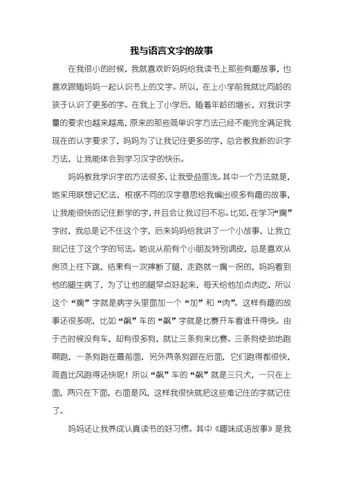 四年级作文：我与语言文字的故事作文800字