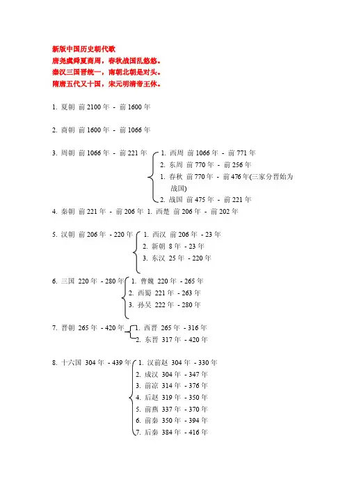 新版中国历史朝代歌唐尧虞舜夏商周