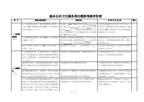 基本公卫项目绩效考核表