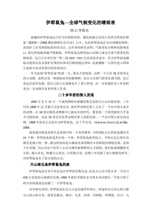 伊犁鼠兔—全球变化的晴雨表