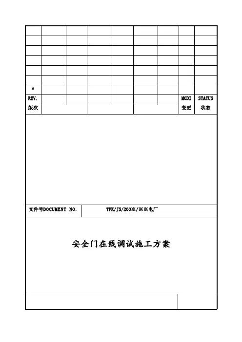 安全门热态在线调试施工方案