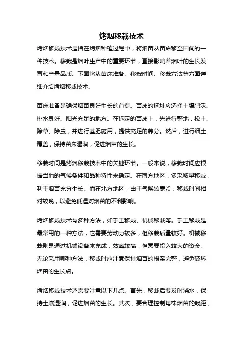 烤烟移栽技术