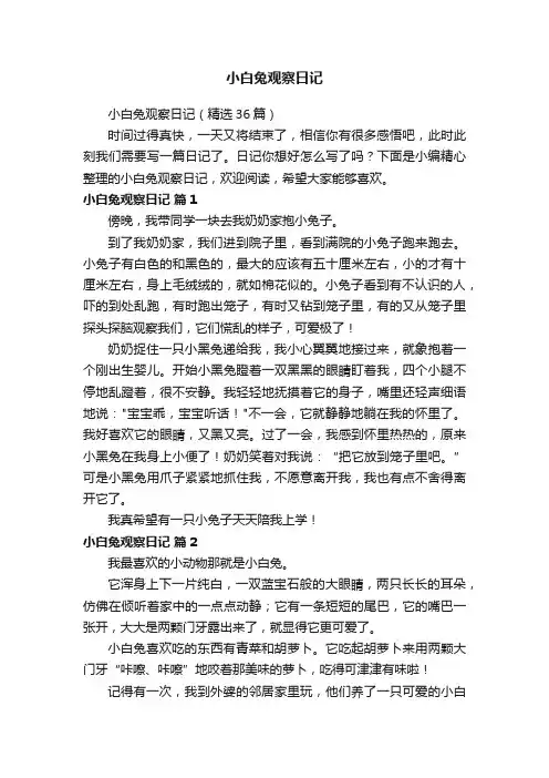 小白兔观察日记（精选36篇）