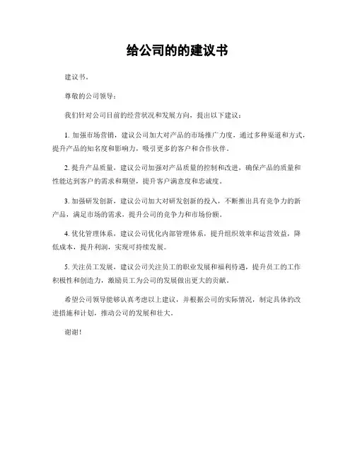 给公司的的建议书