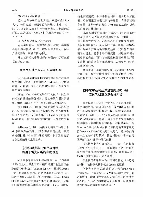 东邦特耐克斯公司产碳纤维将用于雷克萨斯跑车的制造