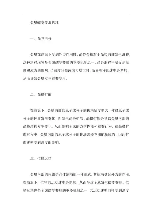 金属蠕变变形机理