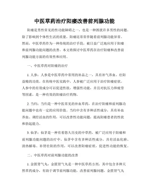 中医草药治疗阳痿改善前列腺功能