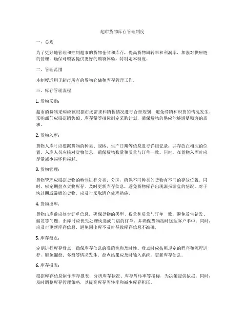 超市货物库存管理制度