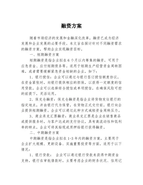 融资方案 