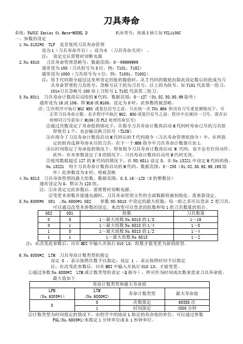 FANUC 0i MD南通3轴立加刀具寿命