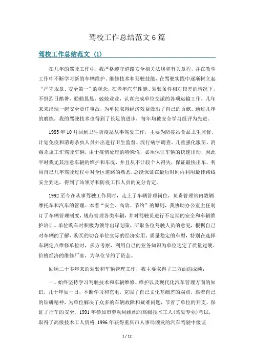 驾校工作总结范文6篇