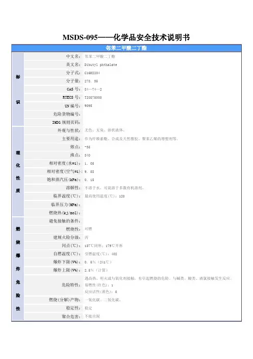 MSDS-095(邻苯二甲酸二丁酯)