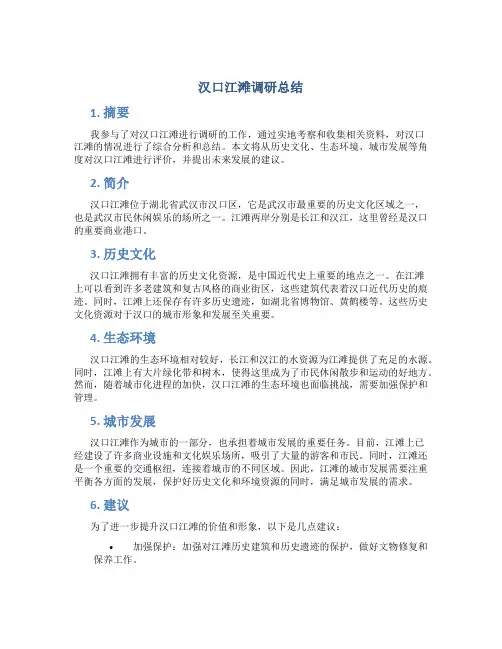 汉口江滩调研总结