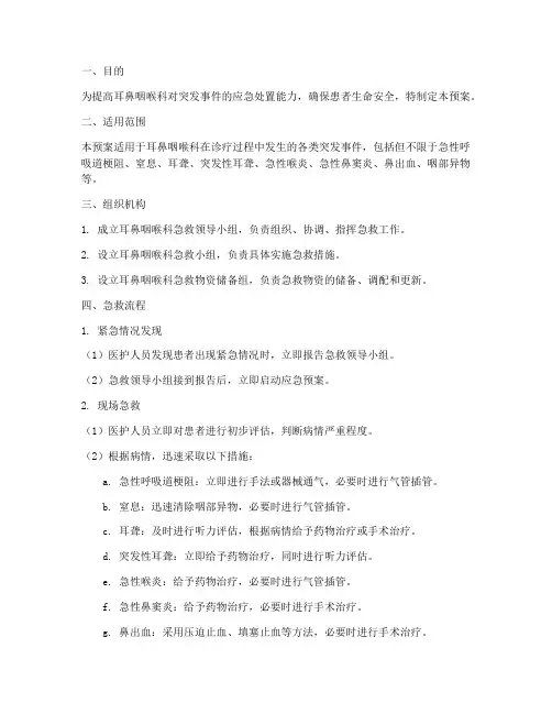 耳鼻咽喉科急救应急预案